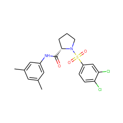 Cc1cc(C)cc(NC(=O)[C@@H]2CCCN2S(=O)(=O)c2ccc(Cl)c(Cl)c2)c1 ZINC000200363461