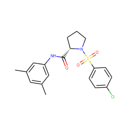 Cc1cc(C)cc(NC(=O)[C@@H]2CCCN2S(=O)(=O)c2ccc(Cl)cc2)c1 ZINC000000979264