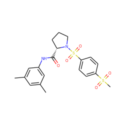 Cc1cc(C)cc(NC(=O)[C@@H]2CCCN2S(=O)(=O)c2ccc(S(C)(=O)=O)cc2)c1 ZINC000261081828