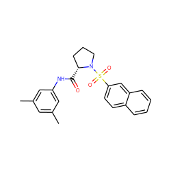 Cc1cc(C)cc(NC(=O)[C@@H]2CCCN2S(=O)(=O)c2ccc3ccccc3c2)c1 ZINC000007669204