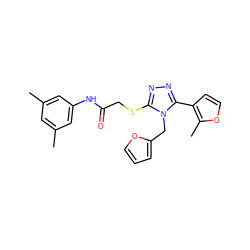 Cc1cc(C)cc(NC(=O)CSc2nnc(-c3ccoc3C)n2Cc2ccco2)c1 ZINC000013512099