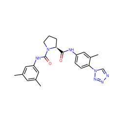 Cc1cc(C)cc(NC(=O)N2CCC[C@H]2C(=O)Nc2ccc(-n3cnnn3)c(C)c2)c1 ZINC000001343099