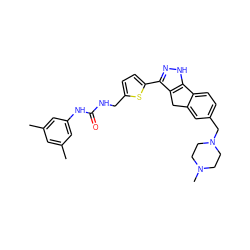 Cc1cc(C)cc(NC(=O)NCc2ccc(-c3n[nH]c4c3Cc3cc(CN5CCN(C)CC5)ccc3-4)s2)c1 ZINC000036338830