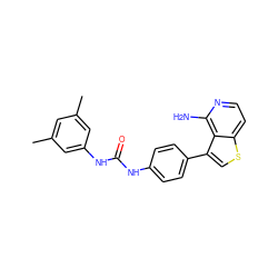 Cc1cc(C)cc(NC(=O)Nc2ccc(-c3csc4ccnc(N)c34)cc2)c1 ZINC000028703849