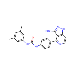 Cc1cc(C)cc(NC(=O)Nc2ccc(-c3nccc4[nH]nc(N)c34)cc2)c1 ZINC000029129717