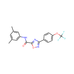 Cc1cc(C)cc(NC(=O)c2nc(-c3ccc(OC(F)(F)F)cc3)no2)c1 ZINC000064528227