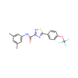 Cc1cc(C)cc(NC(=O)c2nsc(-c3ccc(OC(F)(F)F)cc3)n2)c1 ZINC000064539023