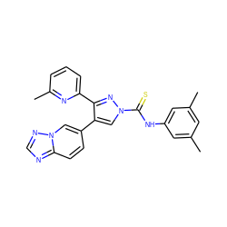 Cc1cc(C)cc(NC(=S)n2cc(-c3ccc4ncnn4c3)c(-c3cccc(C)n3)n2)c1 ZINC000072127783