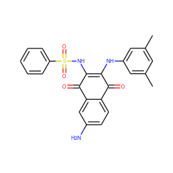 Cc1cc(C)cc(NC2=C(NS(=O)(=O)c3ccccc3)C(=O)c3cc(N)ccc3C2=O)c1 ZINC000169334581