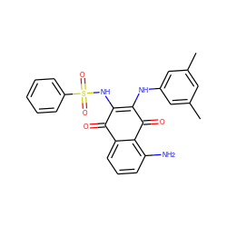 Cc1cc(C)cc(NC2=C(NS(=O)(=O)c3ccccc3)C(=O)c3cccc(N)c3C2=O)c1 ZINC000169334577