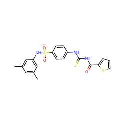 Cc1cc(C)cc(NS(=O)(=O)c2ccc(NC(=S)NC(=O)c3cccs3)cc2)c1 ZINC000002135644