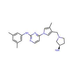 Cc1cc(C)cc(Nc2nccc(-n3cc(C)c(CN4CC[C@@H](N)C4)c3)n2)c1 ZINC000473113398