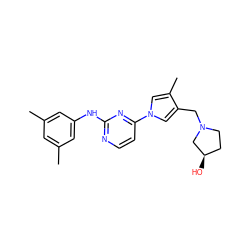 Cc1cc(C)cc(Nc2nccc(-n3cc(C)c(CN4CC[C@@H](O)C4)c3)n2)c1 ZINC000115866074