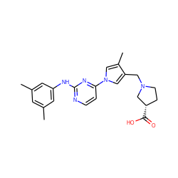 Cc1cc(C)cc(Nc2nccc(-n3cc(C)c(CN4CC[C@H](C(=O)O)C4)c3)n2)c1 ZINC000115869531