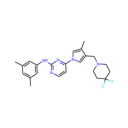 Cc1cc(C)cc(Nc2nccc(-n3cc(C)c(CN4CCC(F)(F)CC4)c3)n2)c1 ZINC000115867805