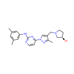 Cc1cc(C)cc(Nc2nccc(-n3cc(CN4CC[C@@H](O)C4)c(C)n3)n2)c1 ZINC000473113458