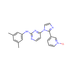 Cc1cc(C)cc(Nc2nccc(-n3ccnc3-c3ccc[n+]([O-])c3)n2)c1 ZINC000013489754