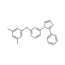 Cc1cc(C)cc(Nc2nccc(-n3ccnc3-c3ccccc3)n2)c1 ZINC000003816414