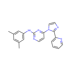 Cc1cc(C)cc(Nc2nccc(-n3ccnc3-c3ccccn3)n2)c1 ZINC000013489752