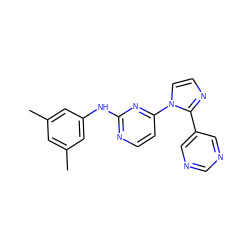 Cc1cc(C)cc(Nc2nccc(-n3ccnc3-c3cncnc3)n2)c1 ZINC000013489755