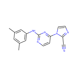 Cc1cc(C)cc(Nc2nccc(-n3ccnc3C#N)n2)c1 ZINC000013489761