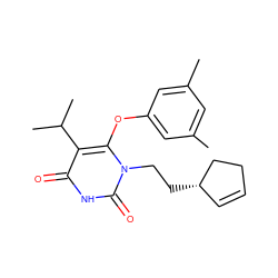 Cc1cc(C)cc(Oc2c(C(C)C)c(=O)[nH]c(=O)n2CC[C@H]2C=CCC2)c1 ZINC000006521918