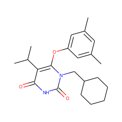 Cc1cc(C)cc(Oc2c(C(C)C)c(=O)[nH]c(=O)n2CC2CCCCC2)c1 ZINC000006521914