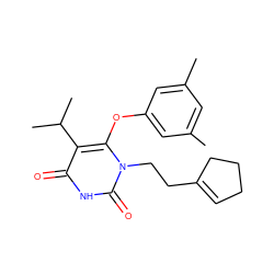 Cc1cc(C)cc(Oc2c(C(C)C)c(=O)[nH]c(=O)n2CCC2=CCCC2)c1 ZINC000006521915