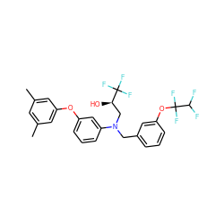 Cc1cc(C)cc(Oc2cccc(N(Cc3cccc(OC(F)(F)C(F)F)c3)C[C@@H](O)C(F)(F)F)c2)c1 ZINC000026265942