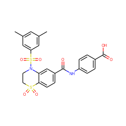 Cc1cc(C)cc(S(=O)(=O)N2CCS(=O)(=O)c3ccc(C(=O)Nc4ccc(C(=O)O)cc4)cc32)c1 ZINC000114520338