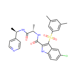 Cc1cc(C)cc(S(=O)(=O)c2c(C(=O)N[C@@H](C)C(=O)N[C@H](C)c3ccncc3)[nH]c3ccc(Cl)cc23)c1 ZINC001772599938