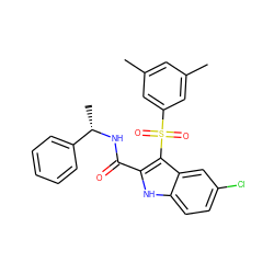 Cc1cc(C)cc(S(=O)(=O)c2c(C(=O)N[C@@H](C)c3ccccc3)[nH]c3ccc(Cl)cc23)c1 ZINC000169337507