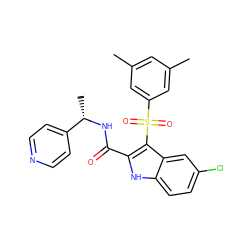 Cc1cc(C)cc(S(=O)(=O)c2c(C(=O)N[C@@H](C)c3ccncc3)[nH]c3ccc(Cl)cc23)c1 ZINC000299840894