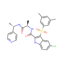 Cc1cc(C)cc(S(=O)(=O)c2c(C(=O)N[C@H](C)C(=O)N[C@@H](C)c3ccncc3)[nH]c3ccc(Cl)cc23)c1 ZINC001772589101