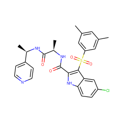 Cc1cc(C)cc(S(=O)(=O)c2c(C(=O)N[C@H](C)C(=O)N[C@H](C)c3ccncc3)[nH]c3ccc(Cl)cc23)c1 ZINC001772607634