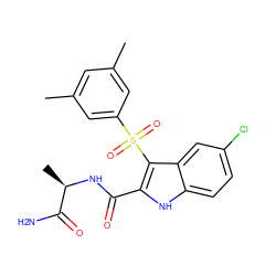 Cc1cc(C)cc(S(=O)(=O)c2c(C(=O)N[C@H](C)C(N)=O)[nH]c3ccc(Cl)cc23)c1 ZINC000027307247