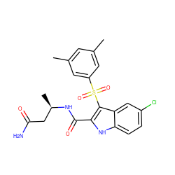 Cc1cc(C)cc(S(=O)(=O)c2c(C(=O)N[C@H](C)CC(N)=O)[nH]c3ccc(Cl)cc23)c1 ZINC000040395289