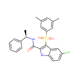 Cc1cc(C)cc(S(=O)(=O)c2c(C(=O)N[C@H](C)c3ccccc3)[nH]c3ccc(Cl)cc23)c1 ZINC000169337509