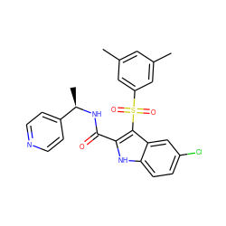 Cc1cc(C)cc(S(=O)(=O)c2c(C(=O)N[C@H](C)c3ccncc3)[nH]c3ccc(Cl)cc23)c1 ZINC000205637351