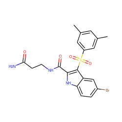 Cc1cc(C)cc(S(=O)(=O)c2c(C(=O)NCCC(N)=O)[nH]c3ccc(Br)cc23)c1 ZINC000040897064