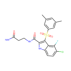 Cc1cc(C)cc(S(=O)(=O)c2c(C(=O)NCCC(N)=O)[nH]c3ccc(Cl)c(F)c23)c1 ZINC000040900754