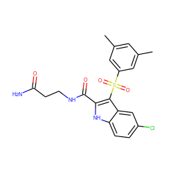 Cc1cc(C)cc(S(=O)(=O)c2c(C(=O)NCCC(N)=O)[nH]c3ccc(Cl)cc23)c1 ZINC000040402512