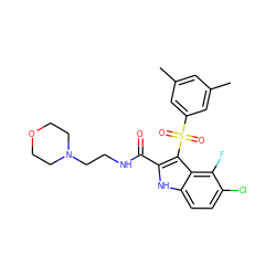 Cc1cc(C)cc(S(=O)(=O)c2c(C(=O)NCCN3CCOCC3)[nH]c3ccc(Cl)c(F)c23)c1 ZINC000071315786