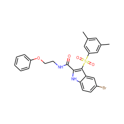 Cc1cc(C)cc(S(=O)(=O)c2c(C(=O)NCCOc3ccccc3)[nH]c3ccc(Br)cc23)c1 ZINC000071318793