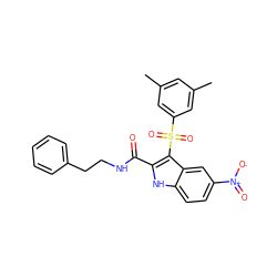 Cc1cc(C)cc(S(=O)(=O)c2c(C(=O)NCCc3ccccc3)[nH]c3ccc([N+](=O)[O-])cc23)c1 ZINC000071316586