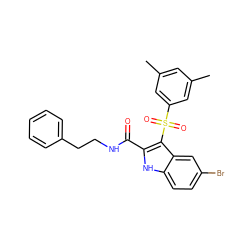 Cc1cc(C)cc(S(=O)(=O)c2c(C(=O)NCCc3ccccc3)[nH]c3ccc(Br)cc23)c1 ZINC000071296723