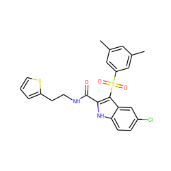 Cc1cc(C)cc(S(=O)(=O)c2c(C(=O)NCCc3cccs3)[nH]c3ccc(Cl)cc23)c1 ZINC000299831139