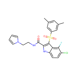 Cc1cc(C)cc(S(=O)(=O)c2c(C(=O)NCCn3cccc3)[nH]c3ccc(Cl)c(F)c23)c1 ZINC000034357719