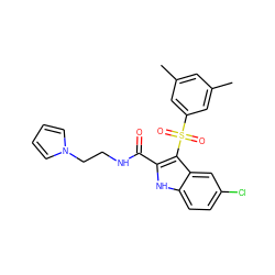 Cc1cc(C)cc(S(=O)(=O)c2c(C(=O)NCCn3cccc3)[nH]c3ccc(Cl)cc23)c1 ZINC000071316567