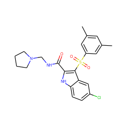 Cc1cc(C)cc(S(=O)(=O)c2c(C(=O)NCN3CCCC3)[nH]c3ccc(Cl)cc23)c1 ZINC000071329053